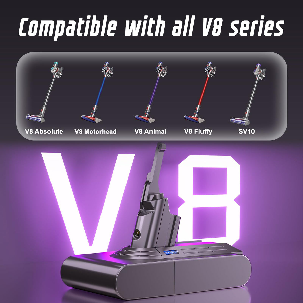 Kepism Dyson V8 Animal battery keeps cordless cleaning strong.