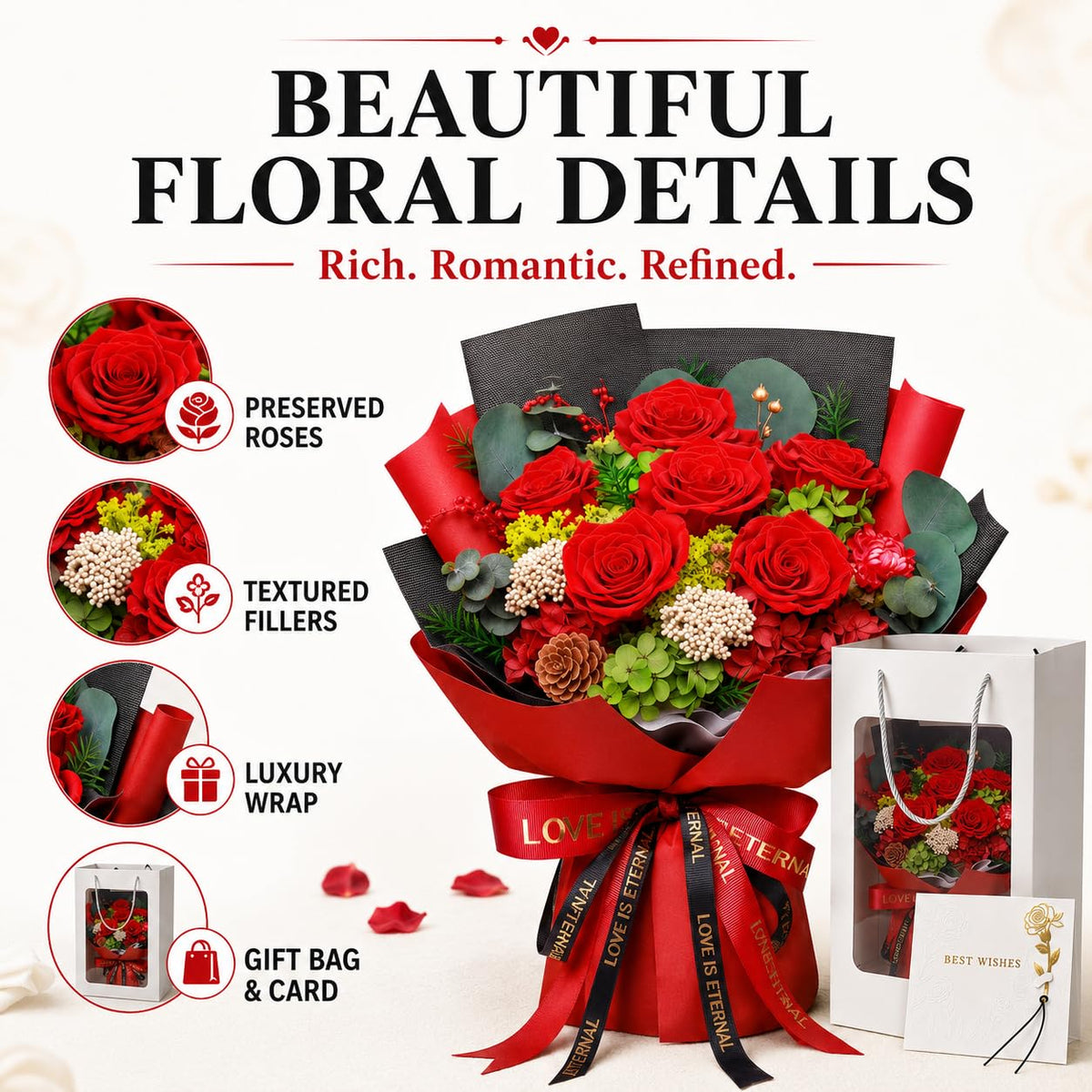 KEPLYKT elegant red bouquet enhances any living space.