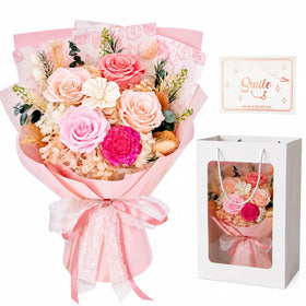 KEPLYKT pink preserved roses bouquet, vivid petals, long-lasting elegance for gifting occasions.