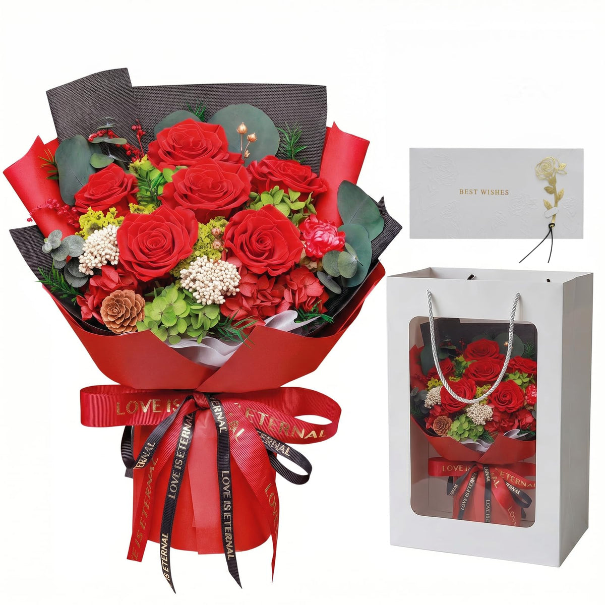KEPLYKT preserved rose bouquet in premium gift box for anniversaries.