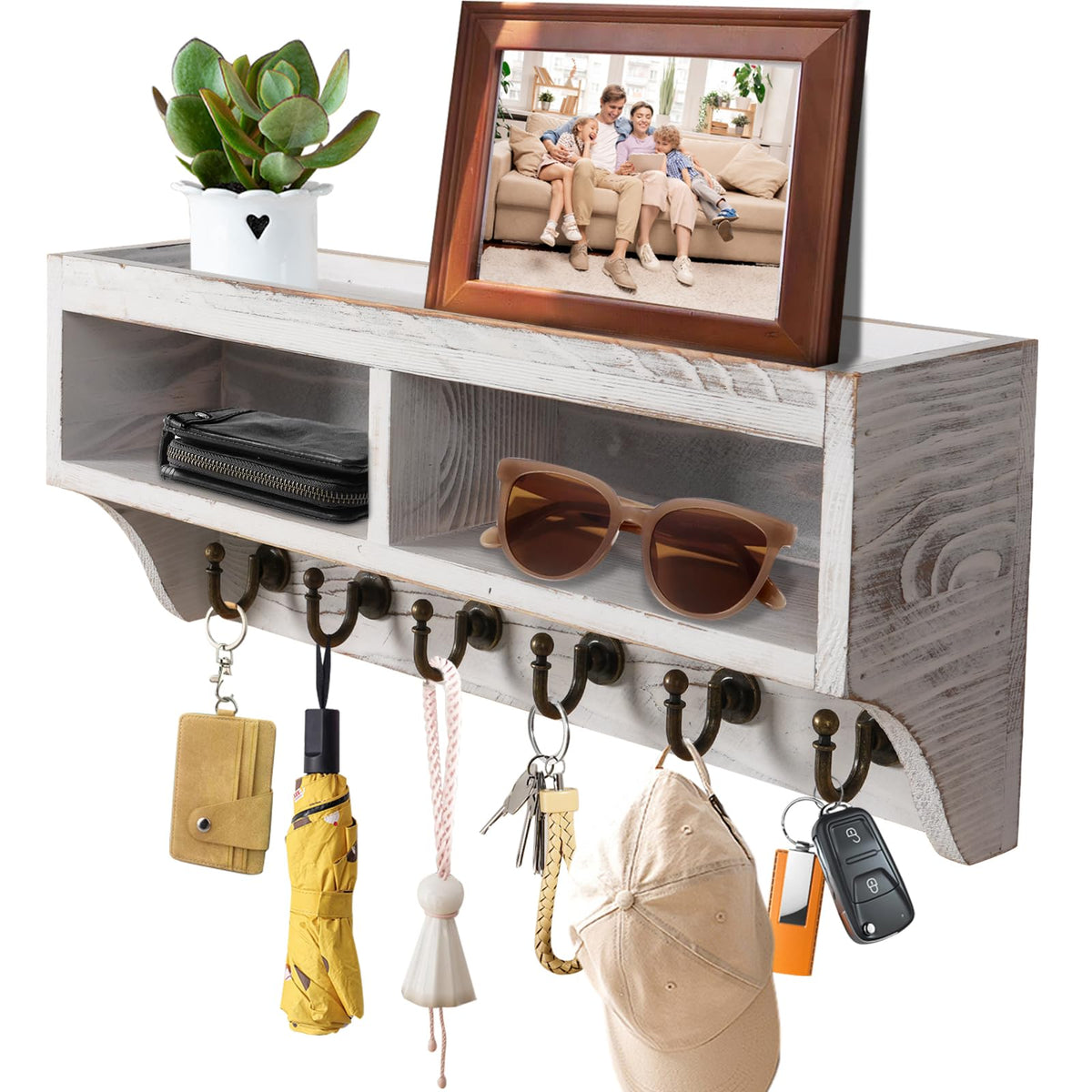 KERESUEDO key holder wall mount with 6 hooks keeps keys organized and accessible