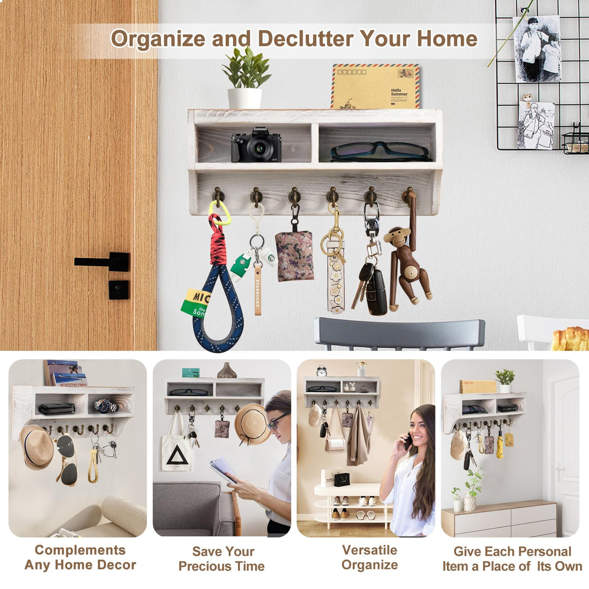 KERESUEDO key holder wall mount with mail organizer stores letters neatly