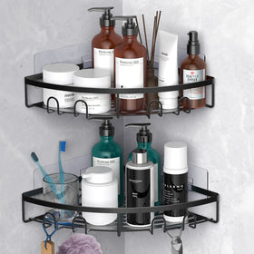Kerisgo corner shower caddy adhesive mount large holds multiple bottles in the shower