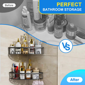 Kerisgo corner shower caddy adhesive mount small fits compact bathrooms
