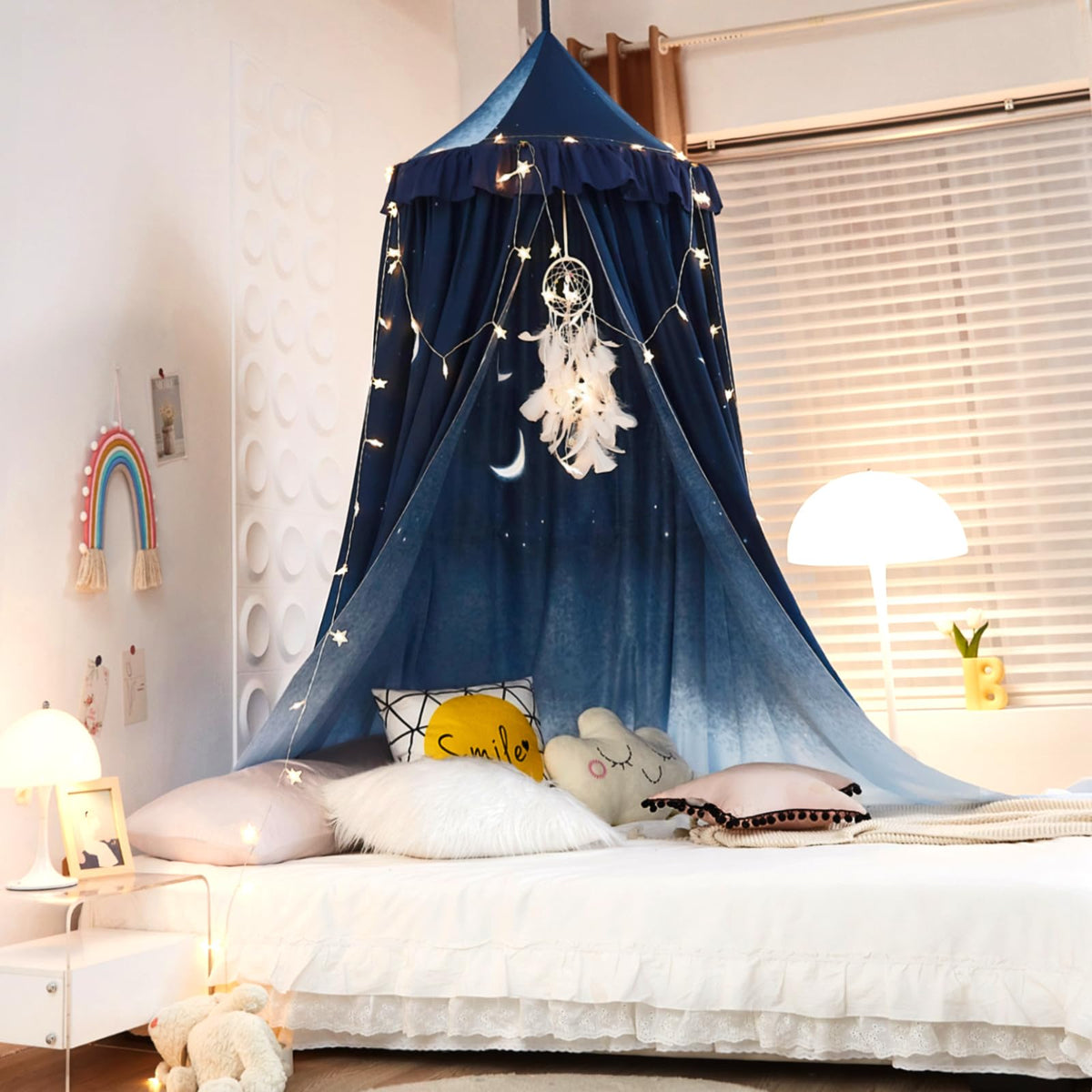 Kertnic Decor Canopy for Kids Bed dreamy sky mosquito net over crib.