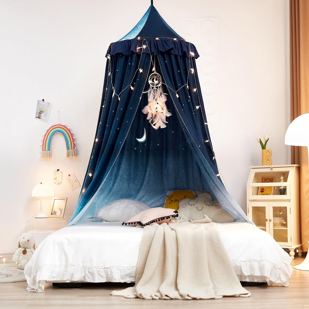 Kertnic Decor Canopy for Kids Bed green round dome adds a magical play space.