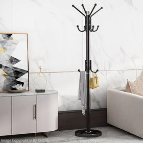 Kertnic modern coat rack 11-hooks closeup showing versatile hanging capacity.