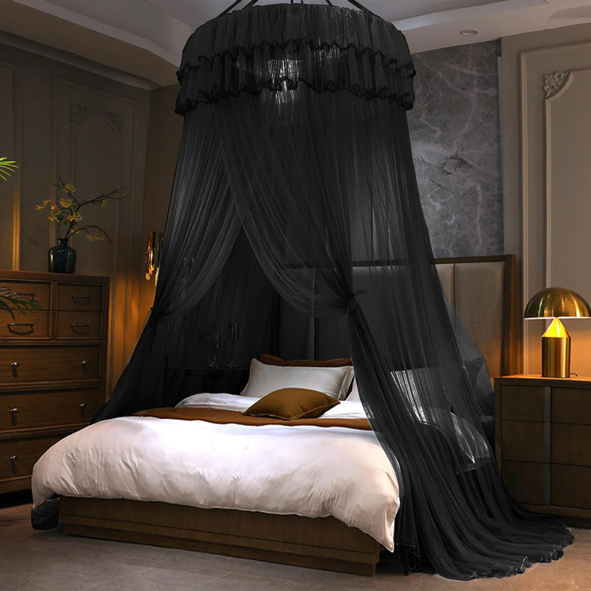 Kertnic mosquito net canopy over a pink princess bed for dreamy insect protection.