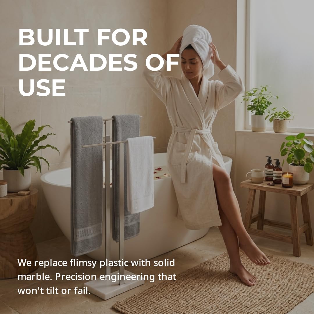 KES brushed finish towel rack complements modern bathrooms