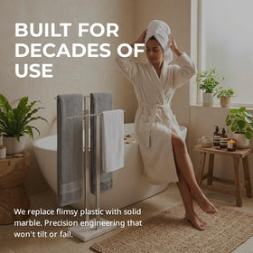 KES brushed finish towel rack complements modern bathrooms