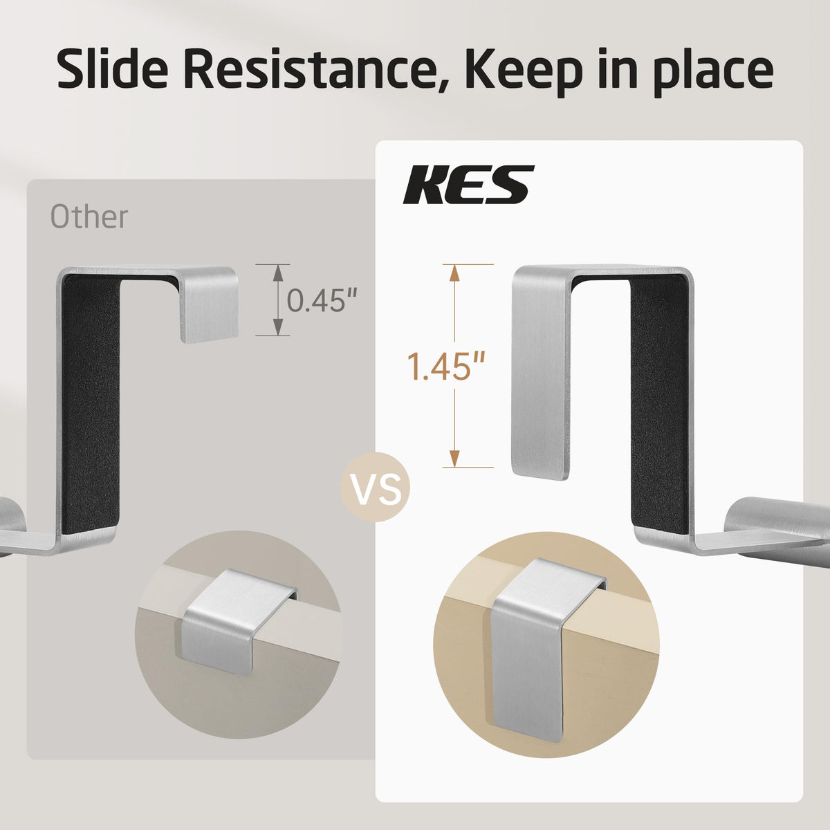 KES curved crossbar increases towel hanging space
