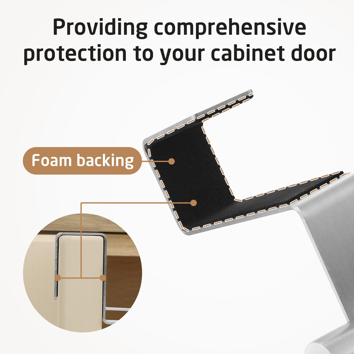 KES towel rack with EVA protectors protects cabinet surfaces