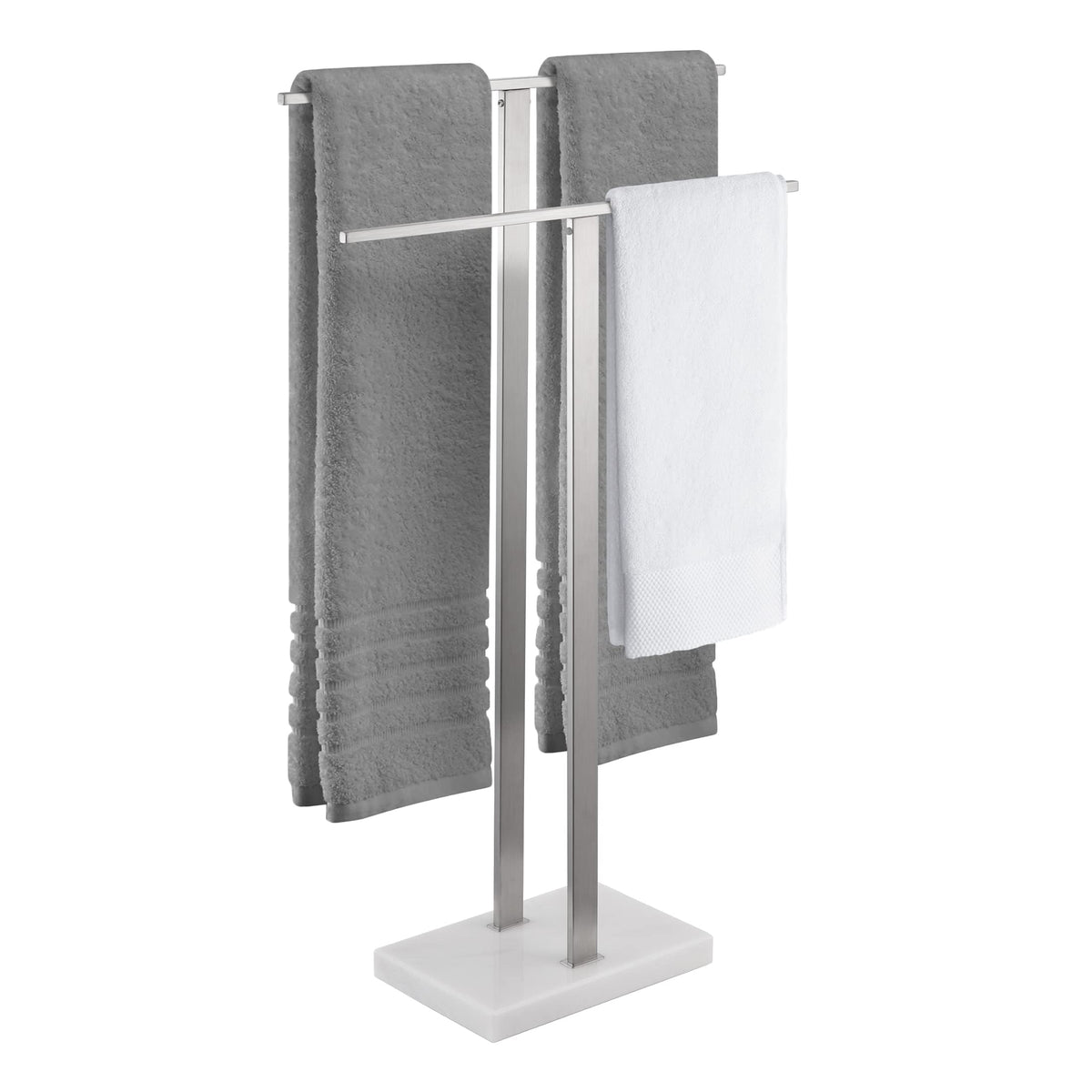 KES standing towel rack with marble base for bathroom stability