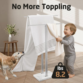 KES two-tier towel rack stand with extra storage in compact footprint