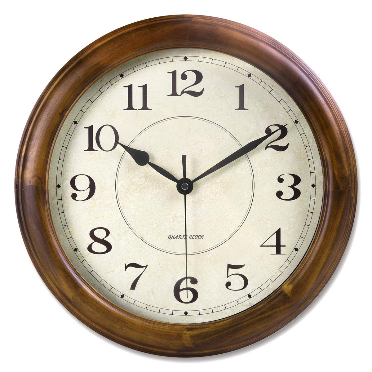 Kesin wall clock wood 14inch front dial for easy time reading.