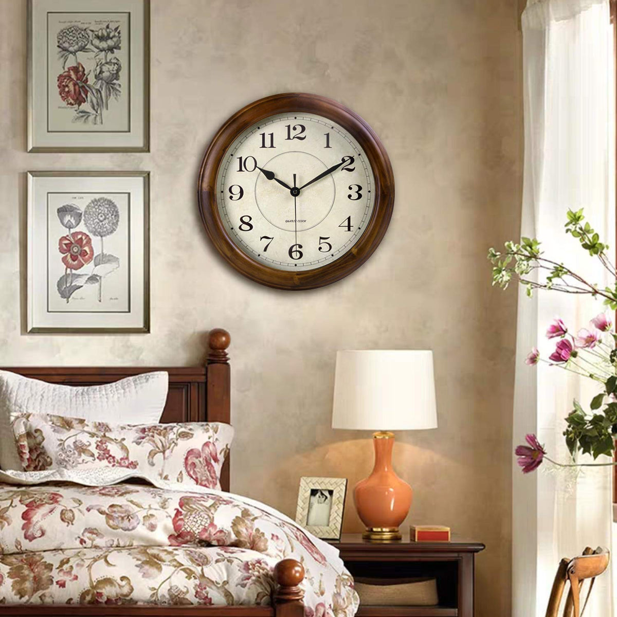 Kesin wall clock wood 14inch living room display complements interior style.