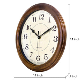 Kesin wall clock wood 14inch natural wood grain adds warm decor.