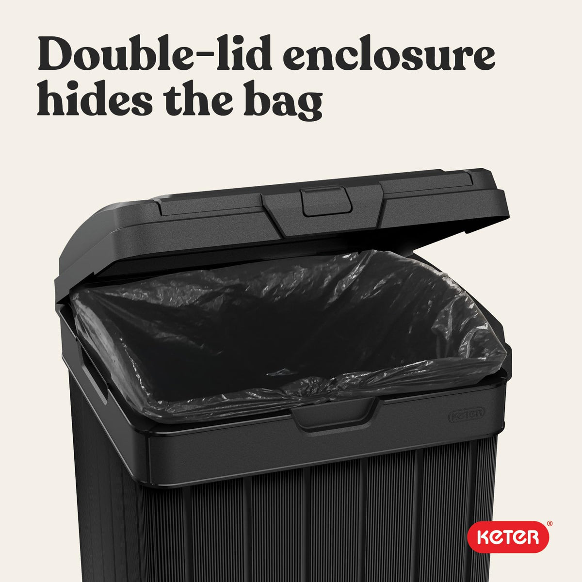 Keter Baltimore outdoor trash can enhances patio aesthetics