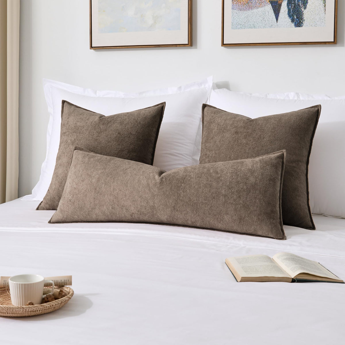 Kevin Textile decorative pillow on sofa showcases modern farmhouse style.