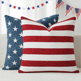 Kevin Textile red-and-white stripe pillow cover adds festive decor