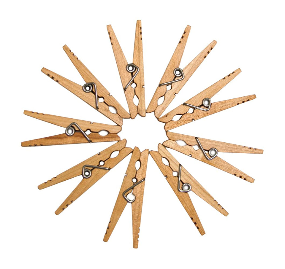 Kevin's Quality Clothespins maple natural close-up highlighting durable wood and strong spring