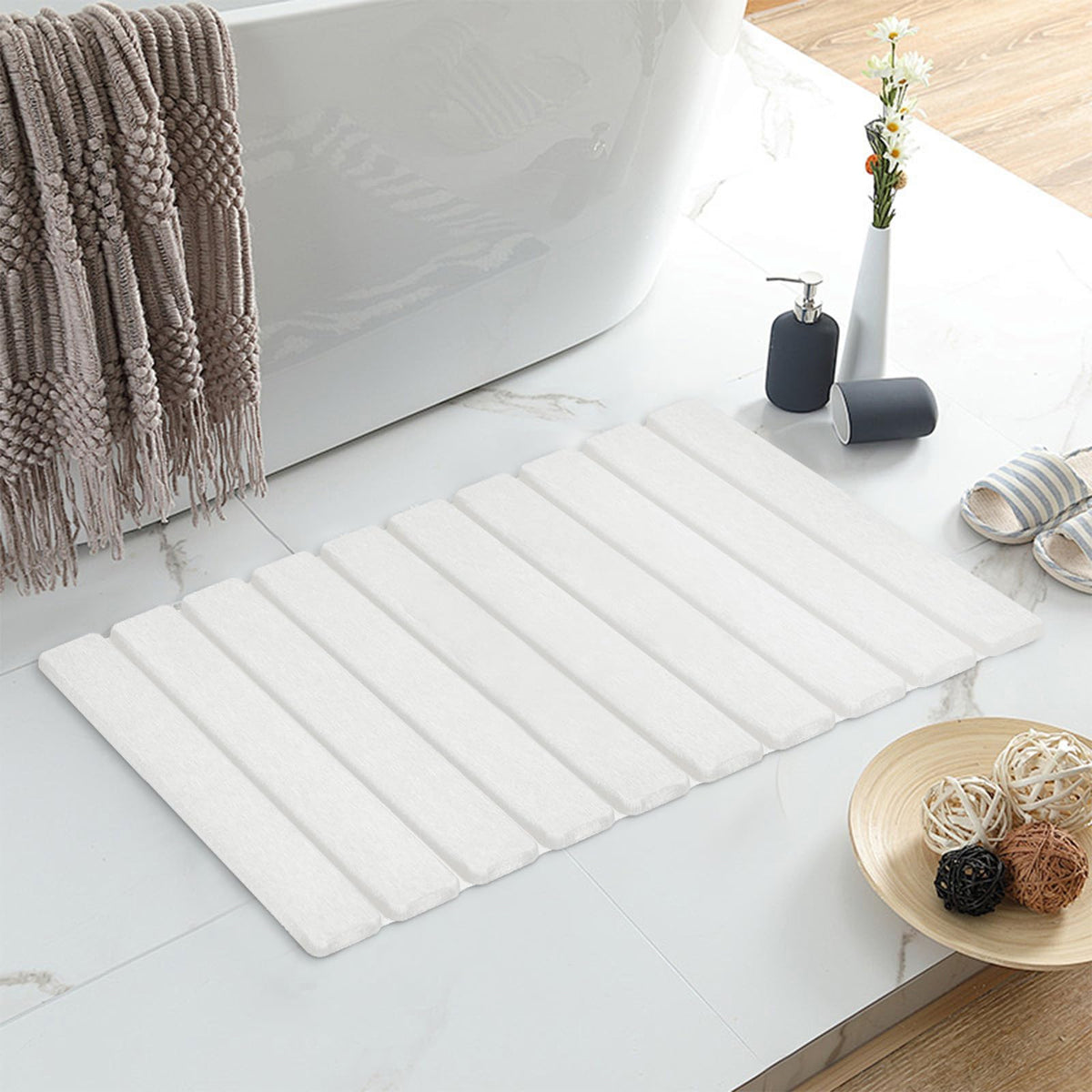 KEYCHAD foldable stone bath mat with strong absorption for quick drying