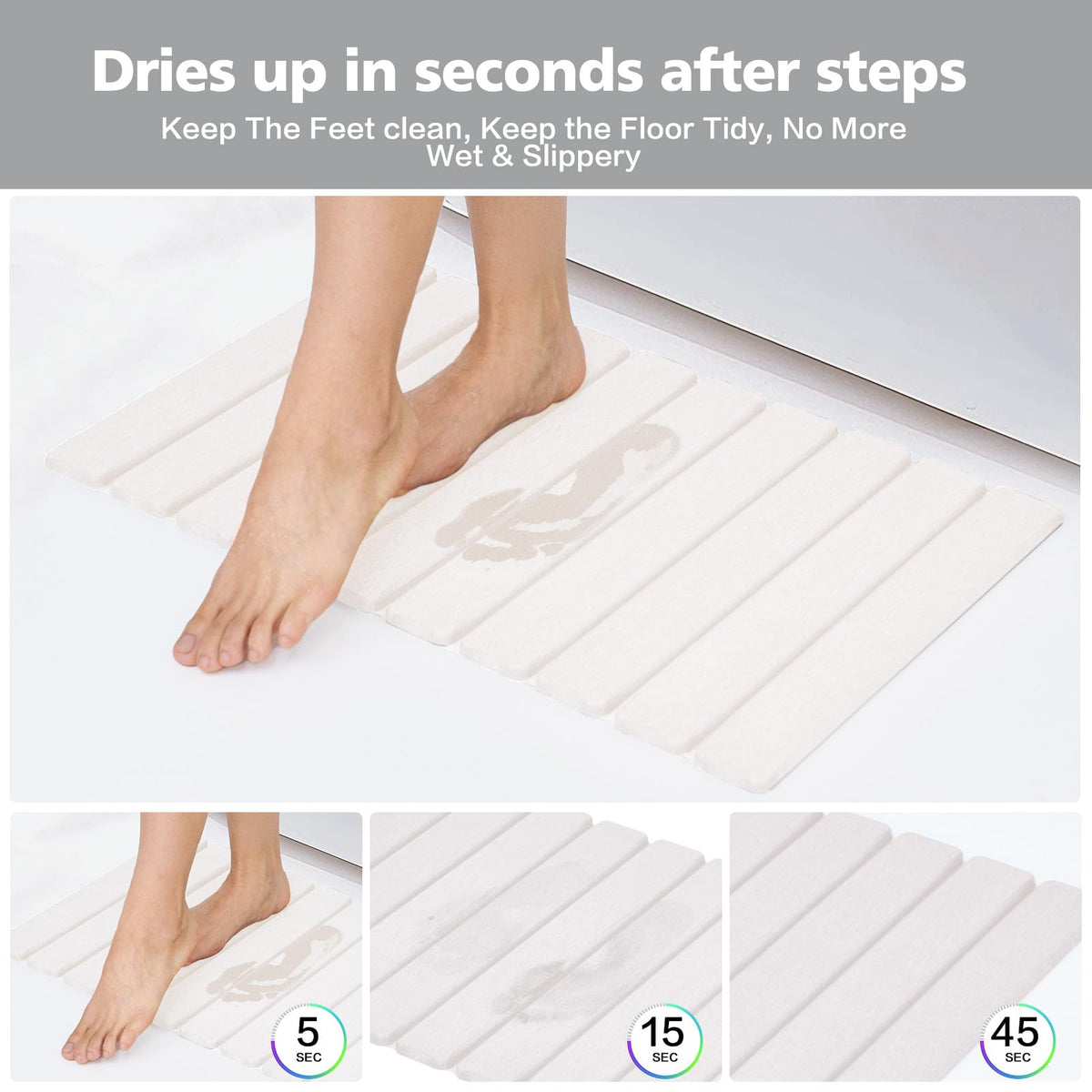 KEYCHAD quick-dry bath stone mat keeps bathroom tidy and dry