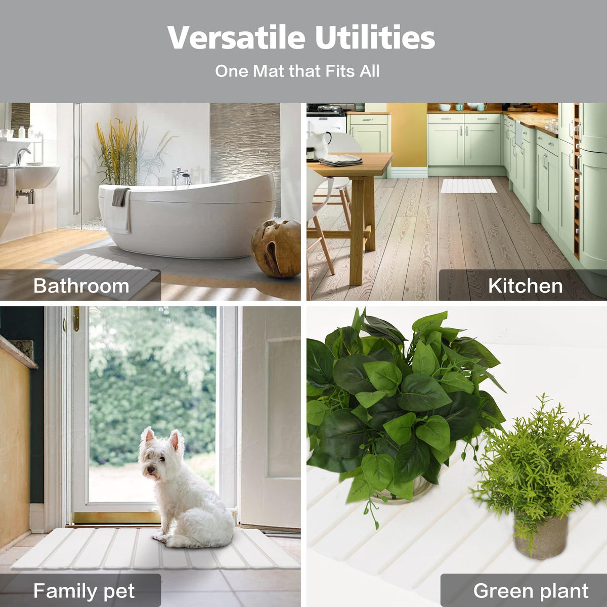 KEYCHAD white decorative bath mat enhances bathroom style