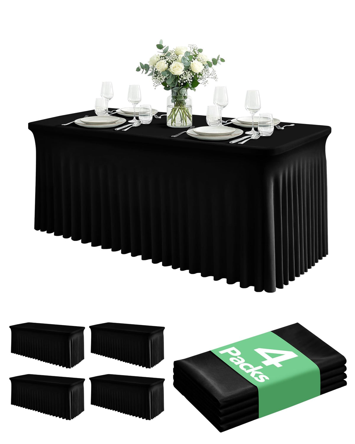 KeyWave 4-pack table skirt on a 6ft table creates a clean, elegant event look.