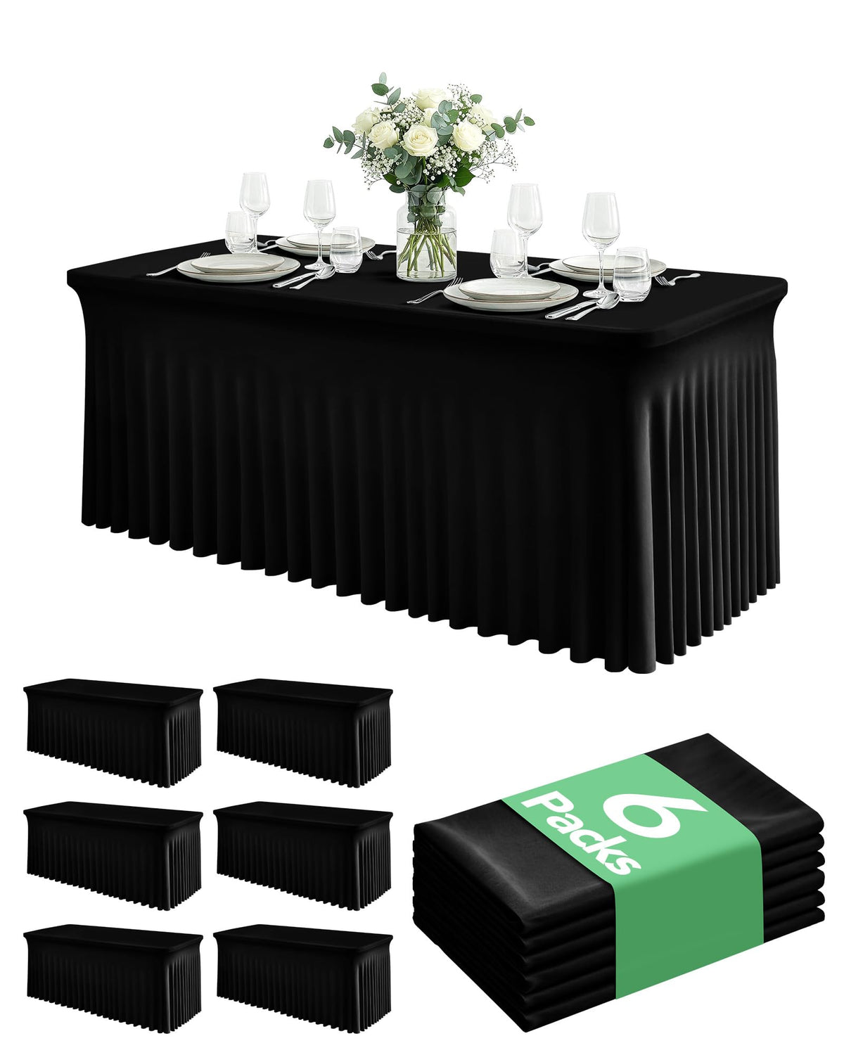 KeyWave 6ft table skirt folded for quick, portable setup