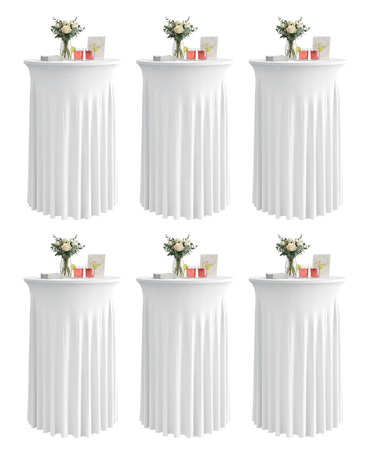 KeyWave cocktail table skirt draped over a highboy for elegant events