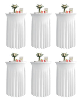 KeyWave cocktail table skirt draped over a highboy for elegant events