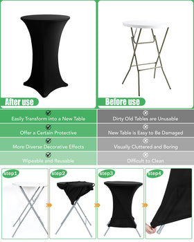 KeyWave elegant black table cover provides a versatile backdrop for events
