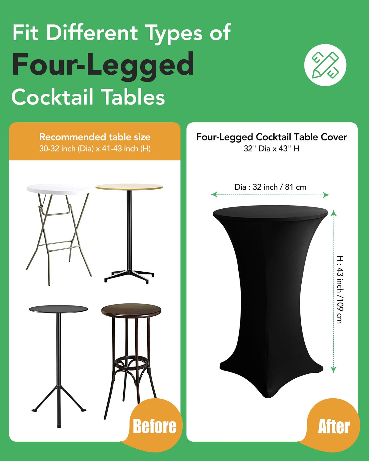 KeyWave stretchy fabric demonstrates four-way stretch to fit smoothly on a high-top table