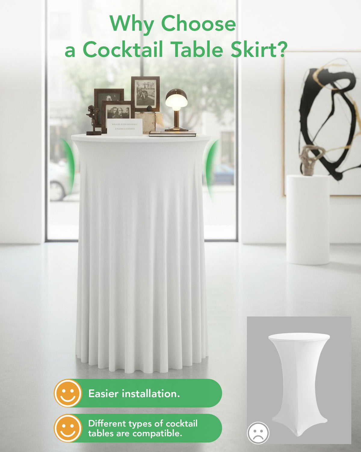KeyWave white highboy drape enhancing reception decor