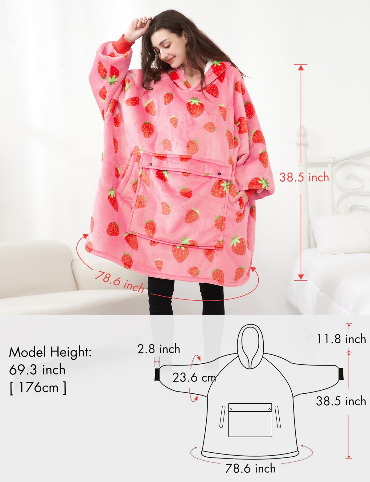 KFUBUO ribbed cuffs hoodie-blanket keeps sleeves secure during naps.