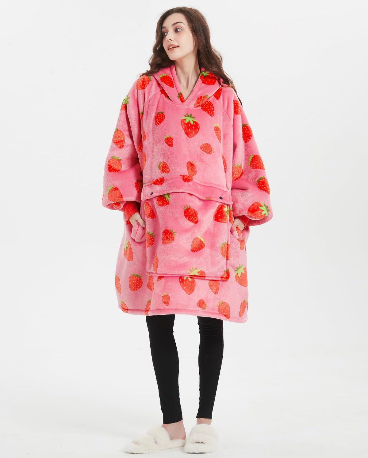 KFUBUO sherpa-lined hoodie-blanket provides plush softness on cool evenings.