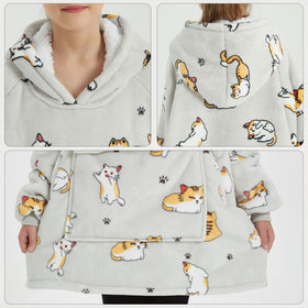 KFUBUO wearable blanket hoodie spacious hood doubles as pillow for cozy lounging