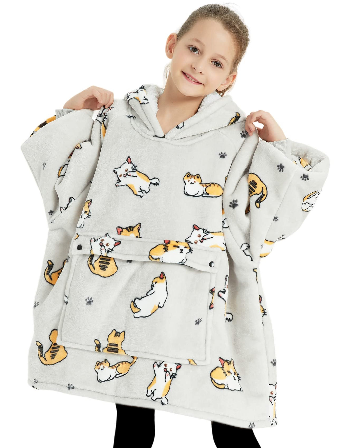 KFUBUO wearable blanket hoodie deep pockets store snacks or gadgets