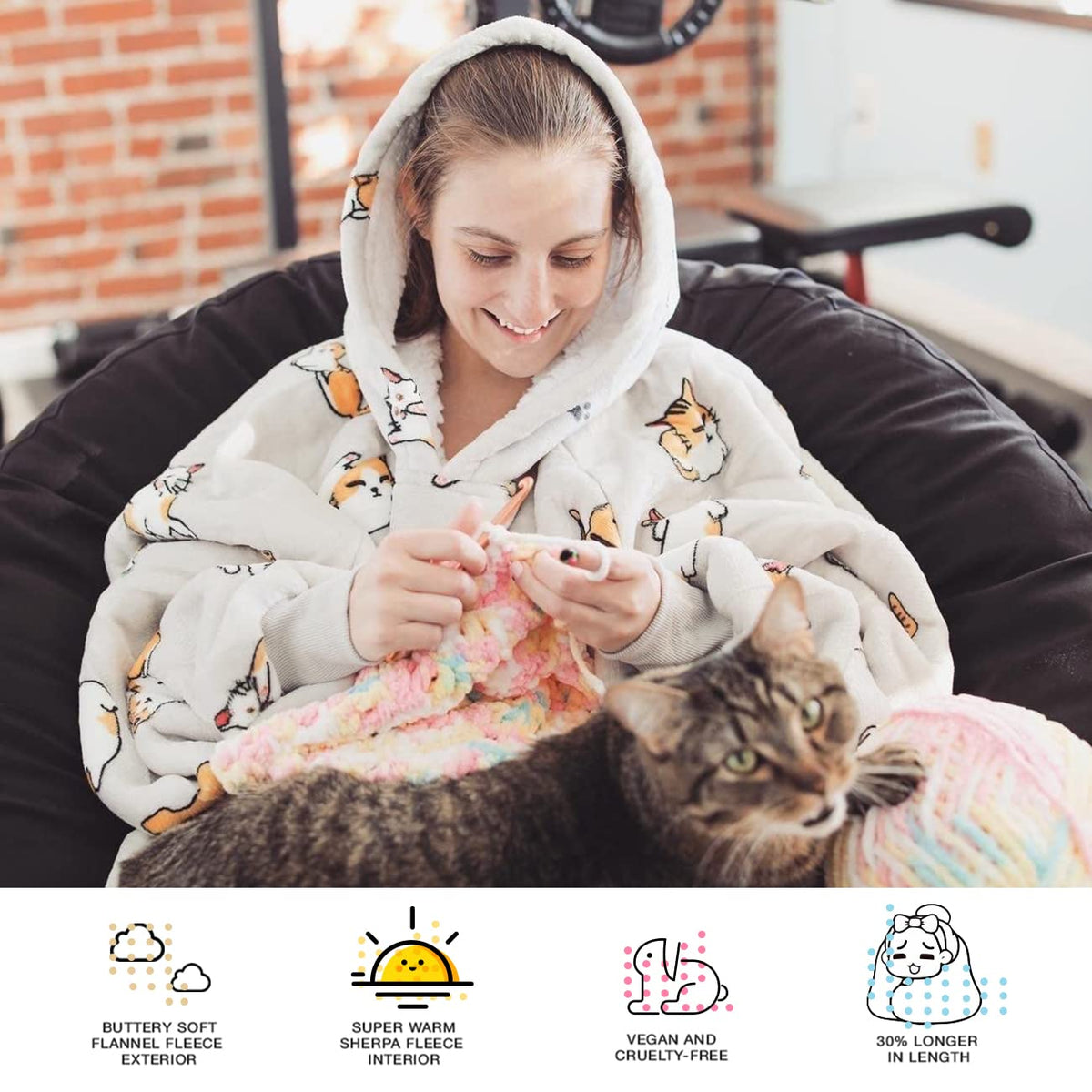 KFUBUO oversized fit wearable blanket hoodie for cozy lounging