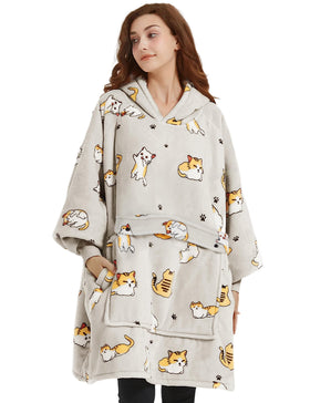 KFUBUO wearable blanket hoodie available in multiple patterns to suit style