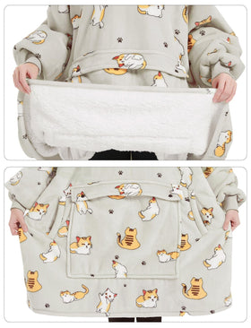 KFUBUO wearable blanket hoodie keeps you warm while watching TV or reading