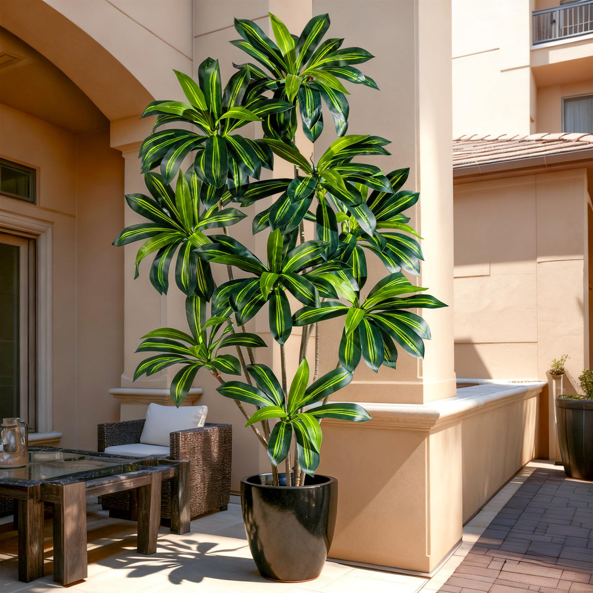 Kgabbke living-room centerpiece artificial tree adds natural charm.