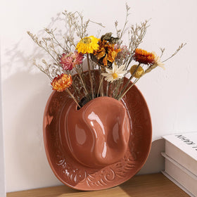 KGCCIZI brown medium wall vase, ideal for herbs, succulents, or florals.