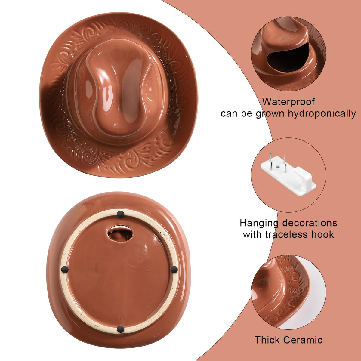 KGCCIZI hanging wall planter showcasing durable ceramic suitable for bathrooms or kitchens.