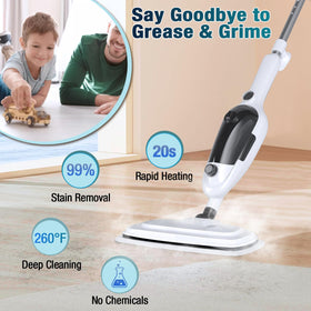 KGHKGH Steam Mop heat-up 20 seconds, ready for quick cleanups.