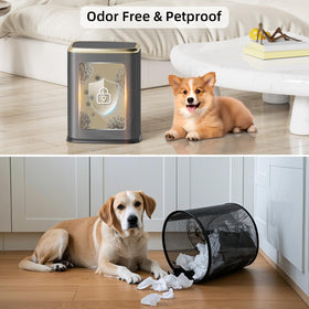 KHMMGK 8L trash bin stainless-steel finish resists fingerprints for easy cleaning in bathrooms.