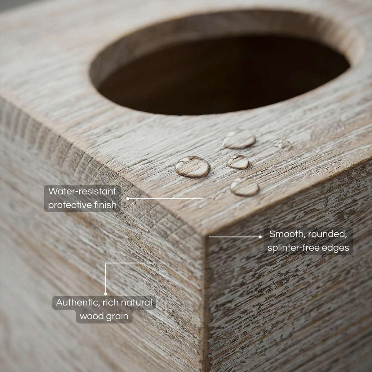 Two-pack Khnum tissue box covers shown in use on bathroom shelf