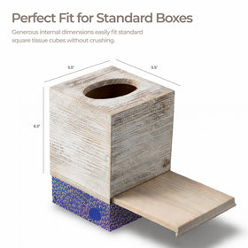 Natural pine wood texture on Khnum tissue box cover adding warm farmhouse feel