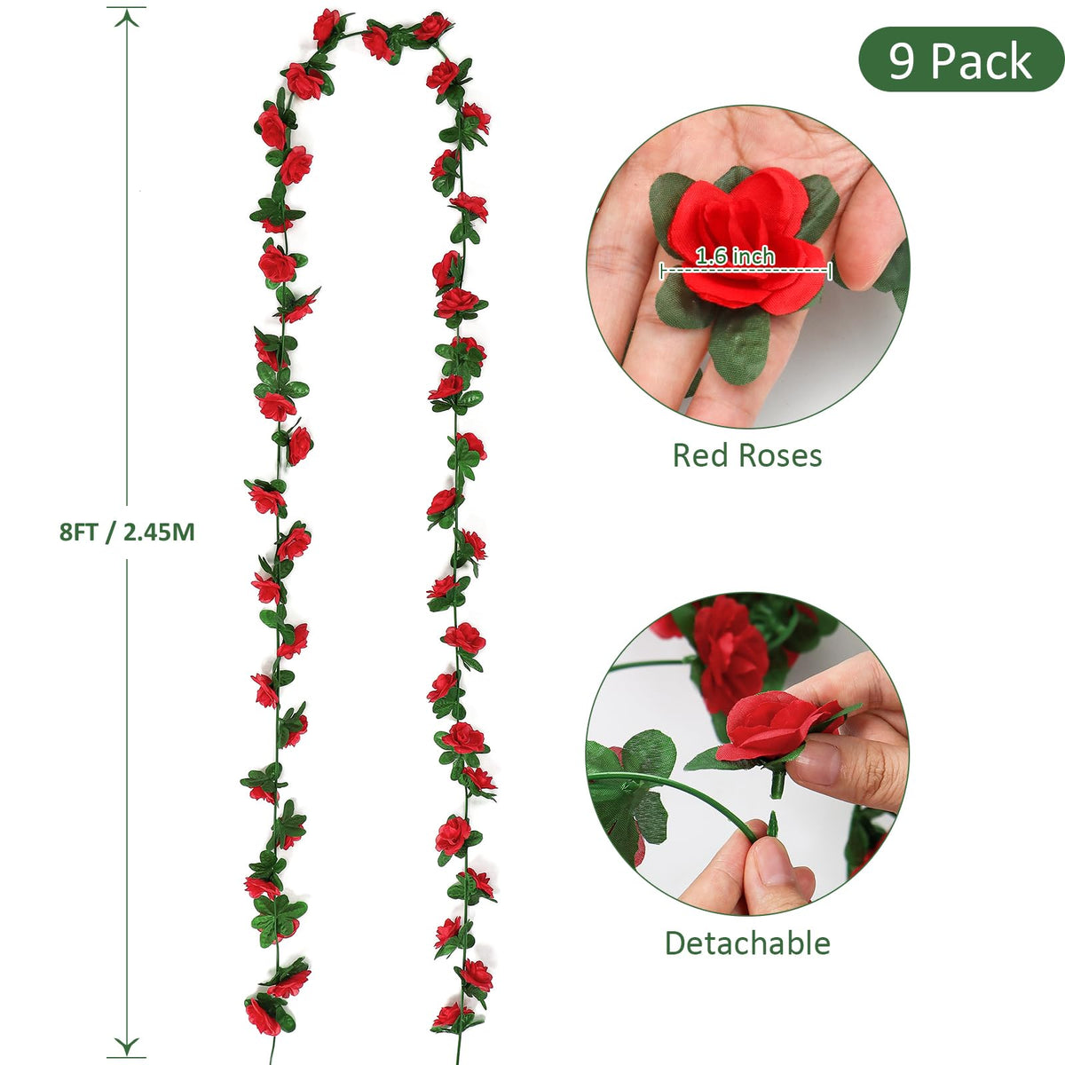 KHOYIME red rose garland decorating a dining table centerpiece